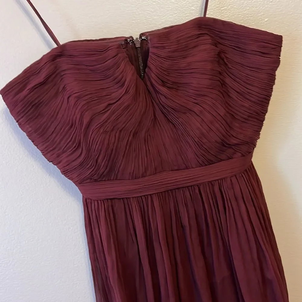 J Crew Women's Nadia Silk Chiffon Dress Cocktail Party Wedding Burgundy Sz 6 NWT - Picture 3 of 15